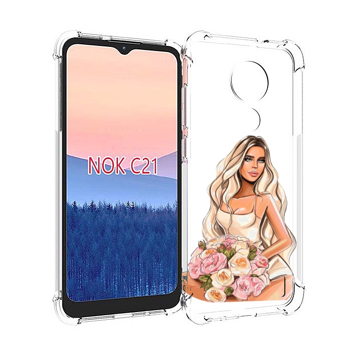 

Чехол MyPads Нежная-девушка женский для Nokia C21, Прозрачный, Tocco