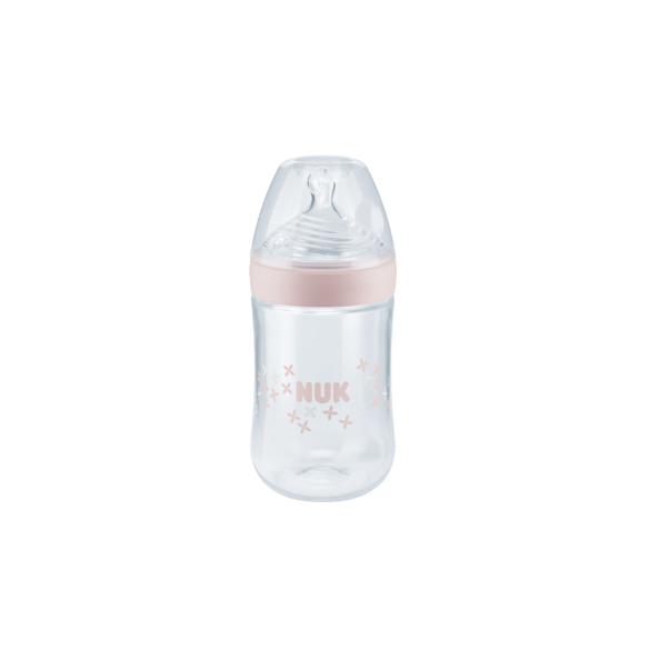 фото Бутылочка nuk nature sense из полипропилена c соской из силикона m размер 2 розовая