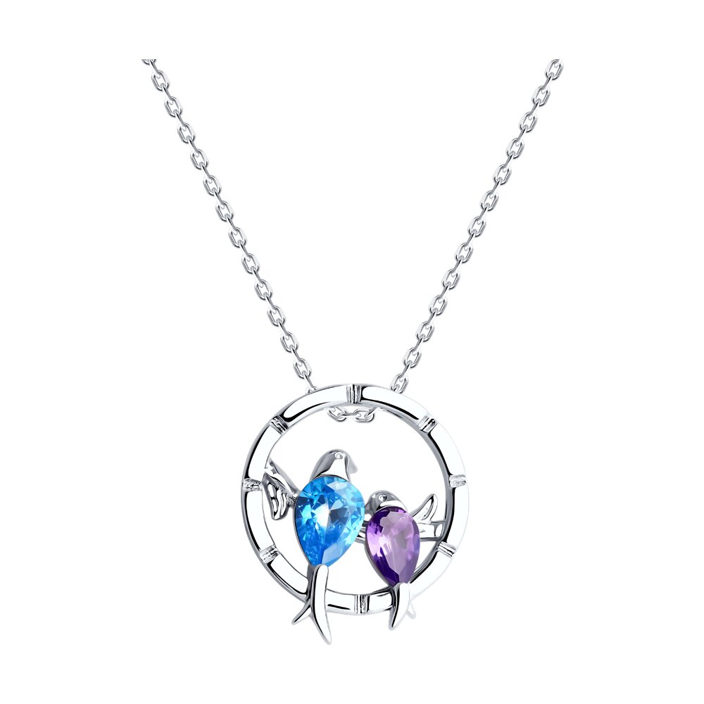 

Колье из серебра 40-45 см SOKOLOV 94070993-91, фианит, 94070993-91
