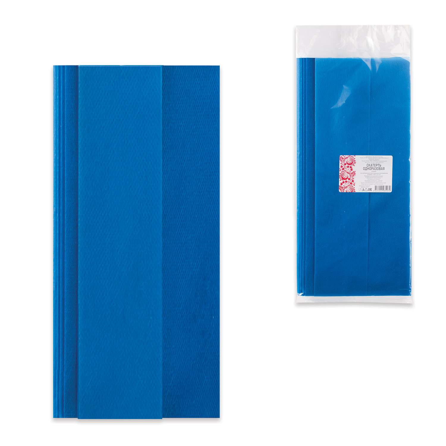 Скатерть одноразовая из нетканого материала спанбонд 140х110 см, ИНТРОПЛАСТИКА, синяя, шк