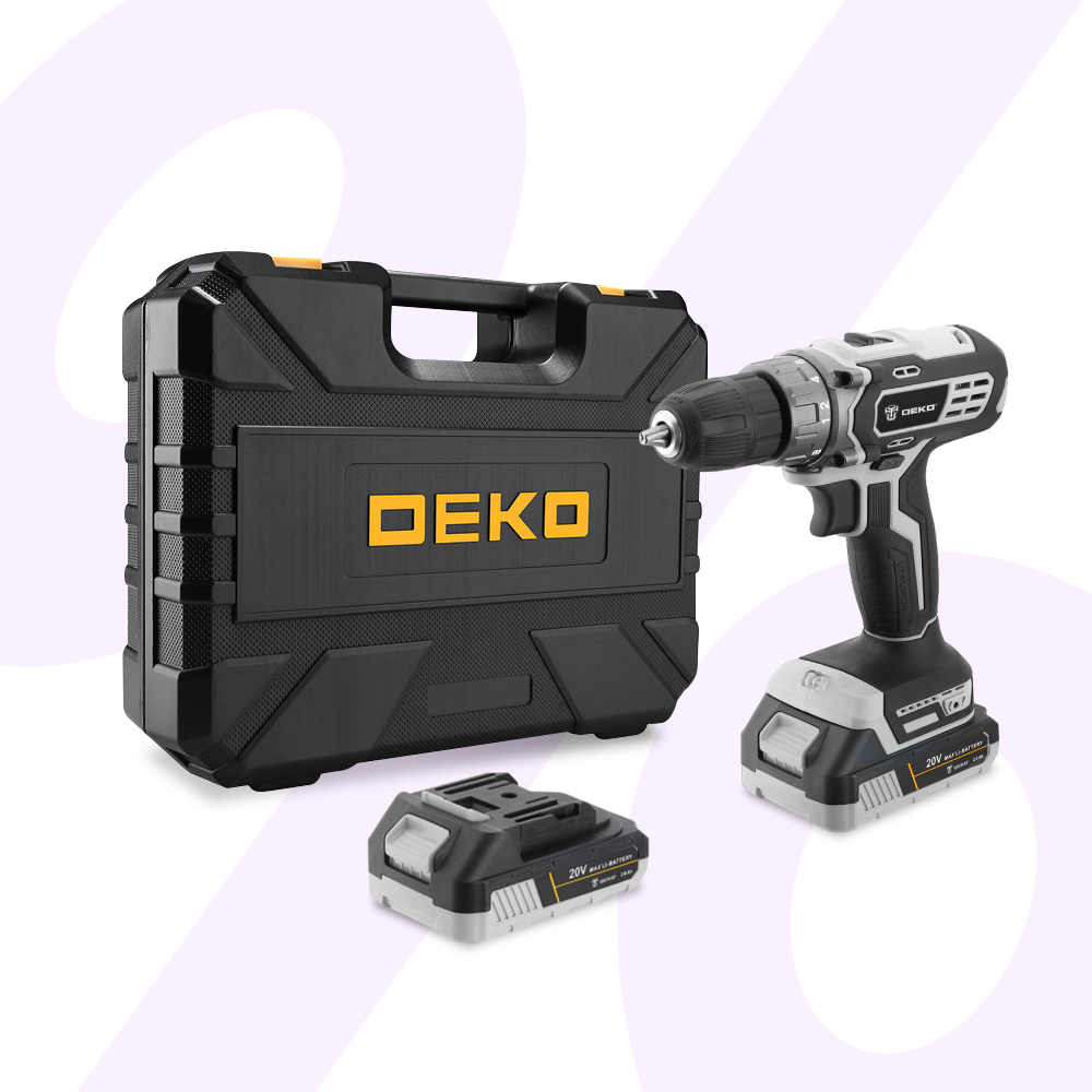 Дрель-шуруповёрт Deko DKCD20 Black Edition SET 3 аккумуляторный, в кейсе