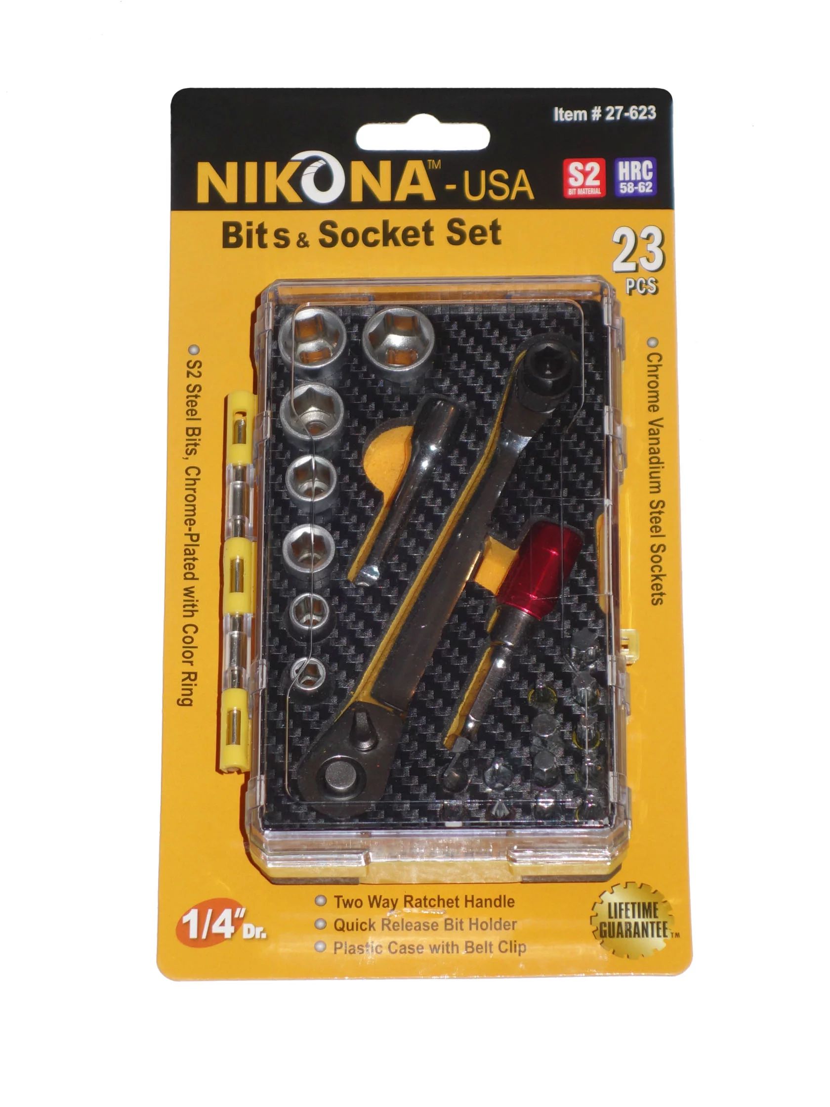 Мини набор цветных бит и головок с трещоткой NIKONA 27-623 5-13мм 23пр мини набор бит и головок nikona