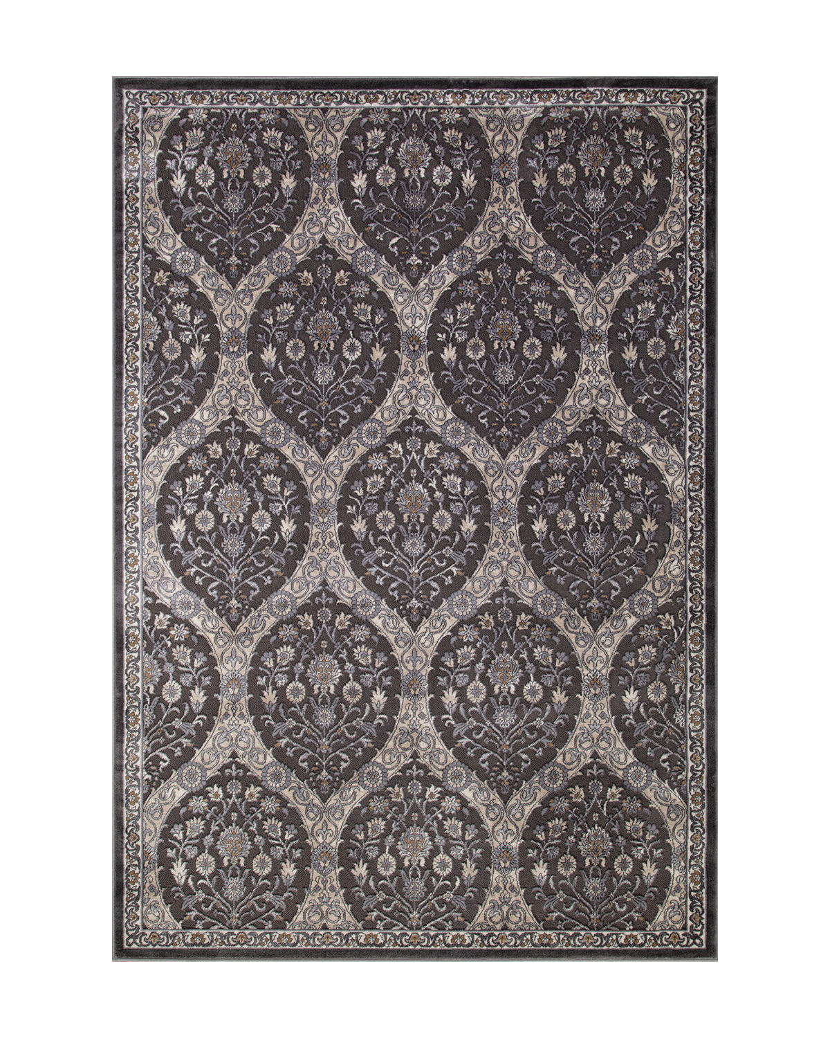 

Ковёр Merinos Serenity 240x340 прямоугольный тёмно-серый бежевый D740