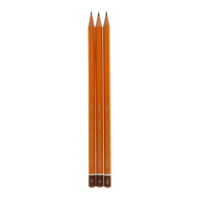 

Набор чернографитных карандашей KOH-I-NOOR 3 шт, 1500/3, разной твердости, HB, B, H