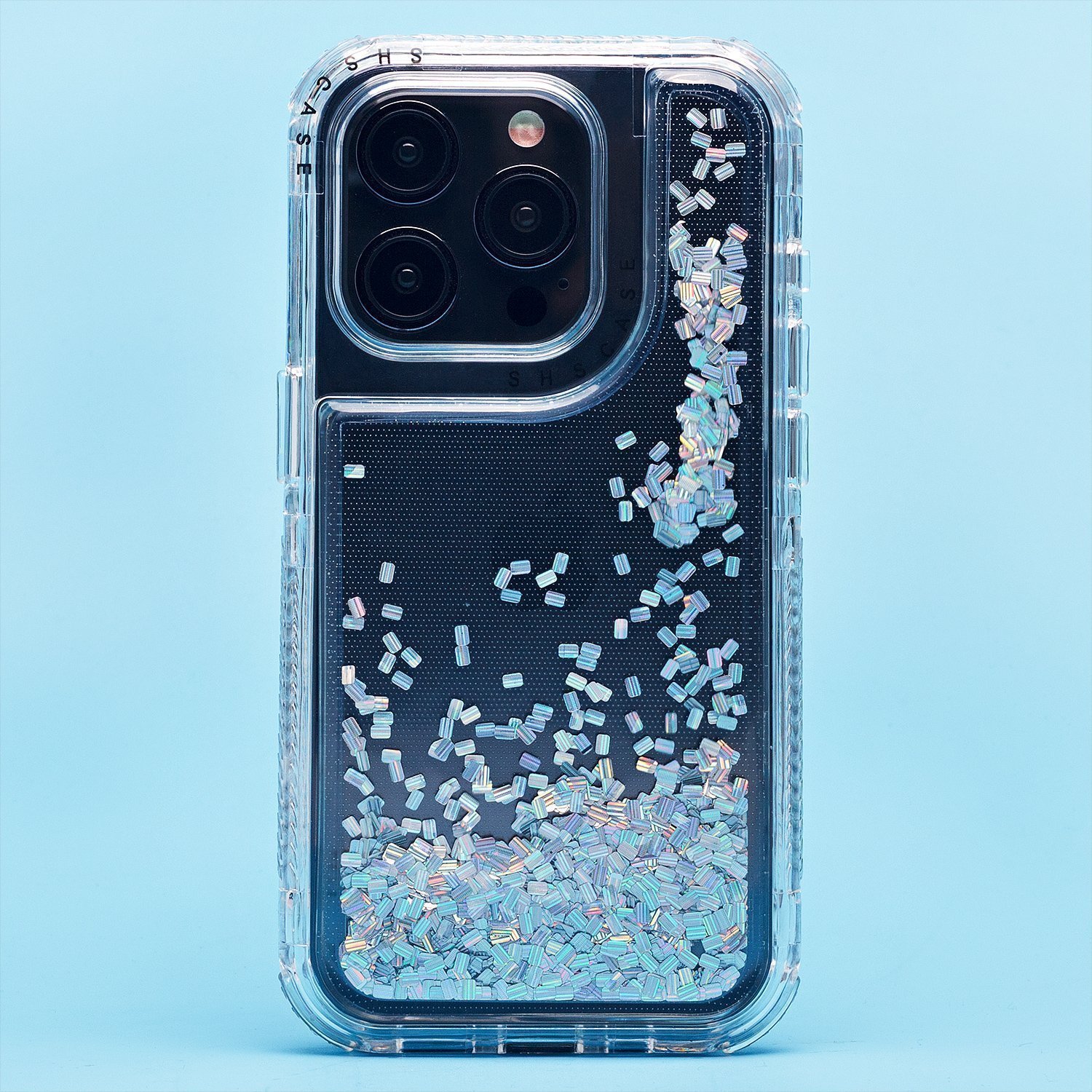 

Чехол для iPhone 15 Pro силиконовый с блестками 4 серебристый
