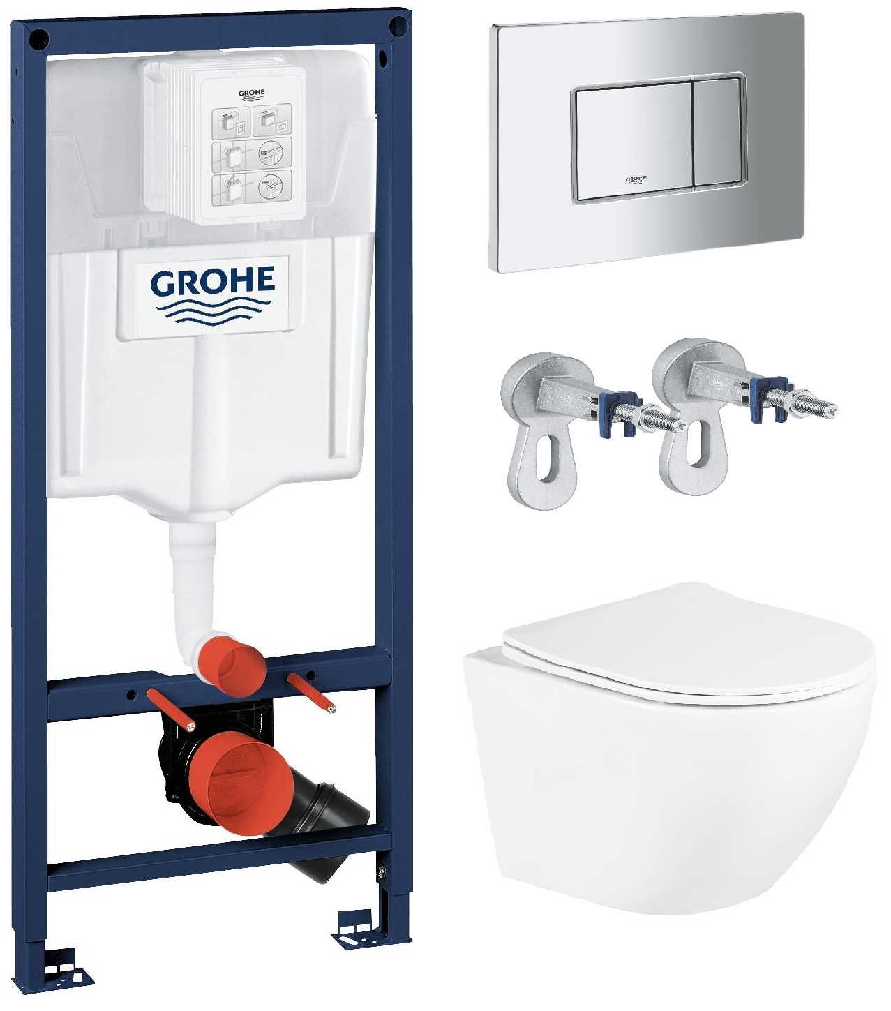 

Комплект инсталляция Grohe Rapid S 38772001 хром кв +Унитаз подв.безобод.Belbagno Uno 3105