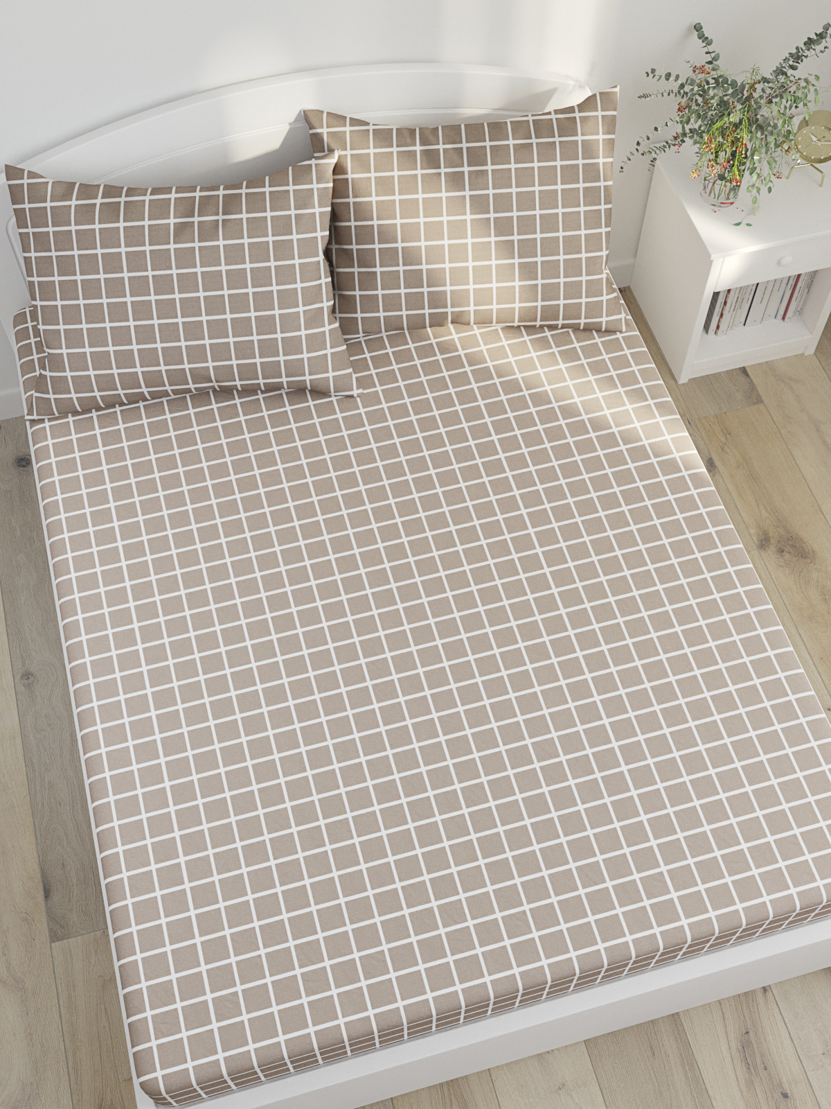 

Простынь Simple House Анна клетка 240х215 см, поплин, Бежевый, Анна (клетка)