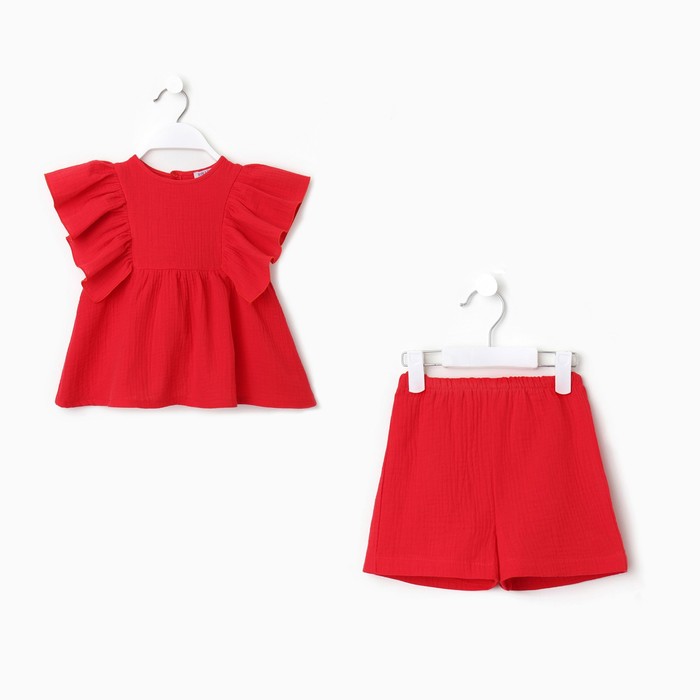 Комплект для девочки (блузка, шорты) MINAKU цвет красный, рост 116
