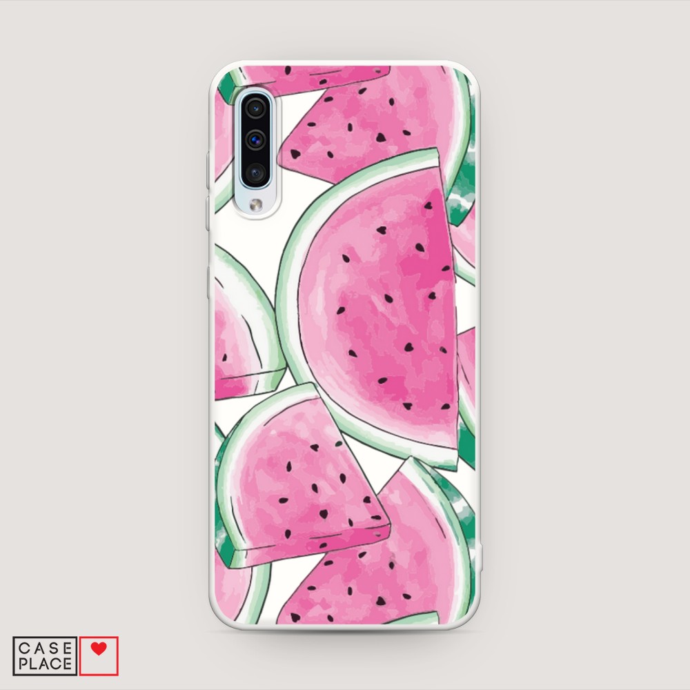 

Матовый силиконовый чехол "Акварельные арбузы" на Samsung Galaxy A50