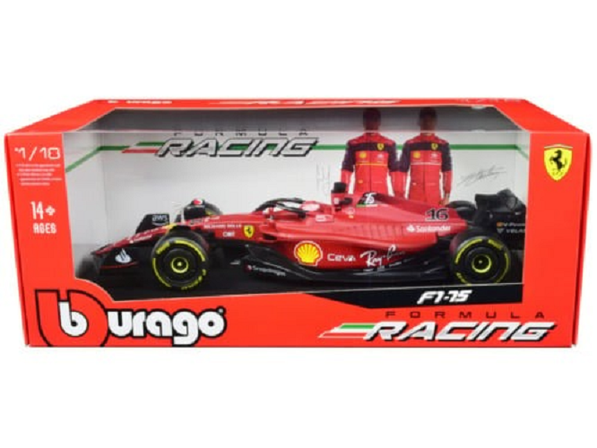 фото Машина bburago 1:18 ferrari f1-75 №16 фигуркой пилота c.leclerc 18-16811