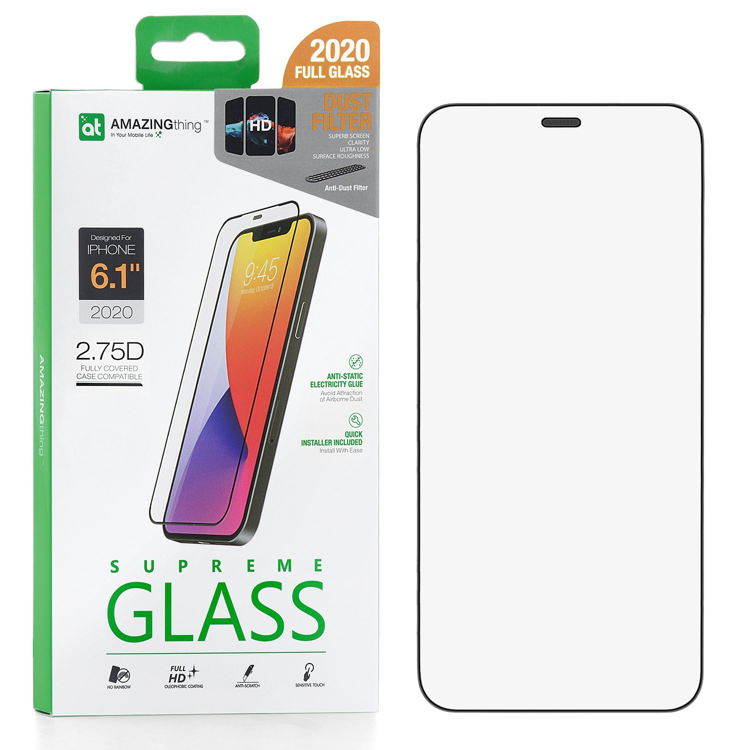 

Защитное стекло для iPhone 12/12 Pro Amazingthing Silk Anti-Static Dust Filter Black