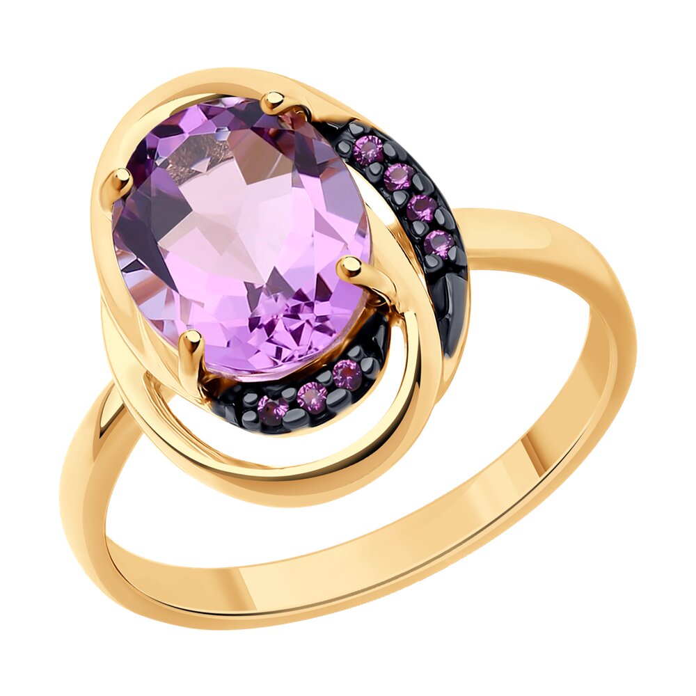 

Кольцо из серебра р. 20 SOKOLOV 92014226, фианит\аметист, 92014226