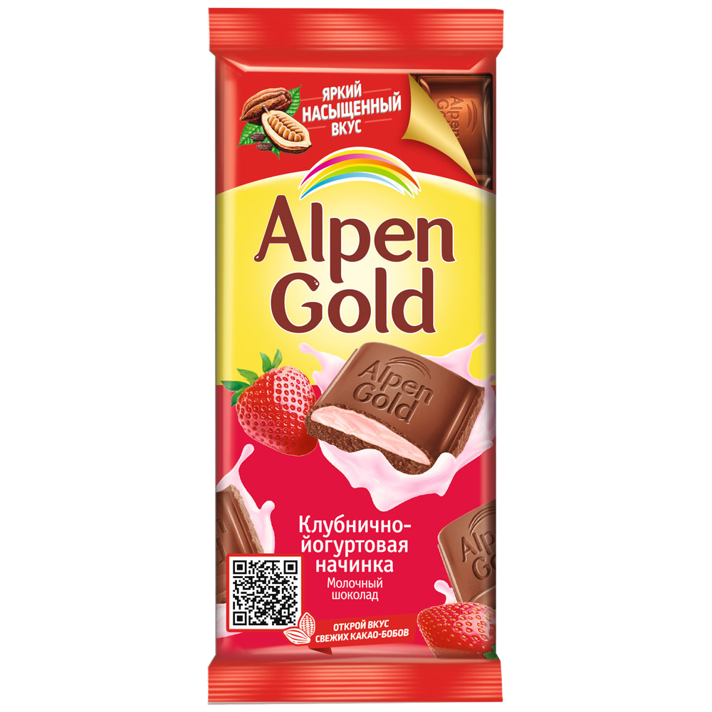 Шоколад Alpen Gold клубника йогурт, 85г