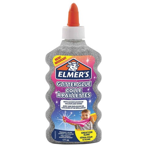 фото Клей канцелярский elmers glitter glue 2077255, 177 мл, серебряный