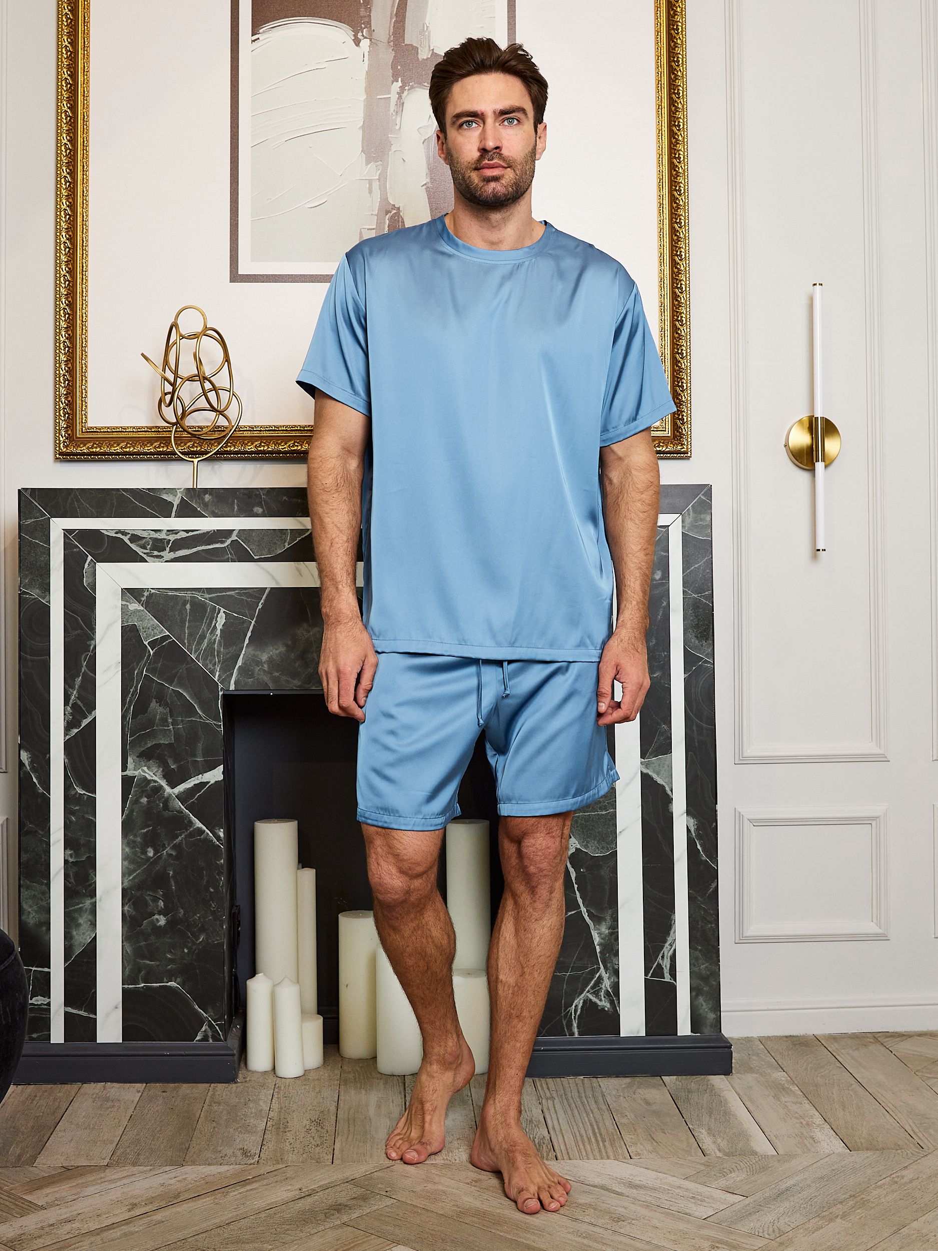 

Пижама мужская NoBrand L1 голубая 56 RU, Голубой, L1