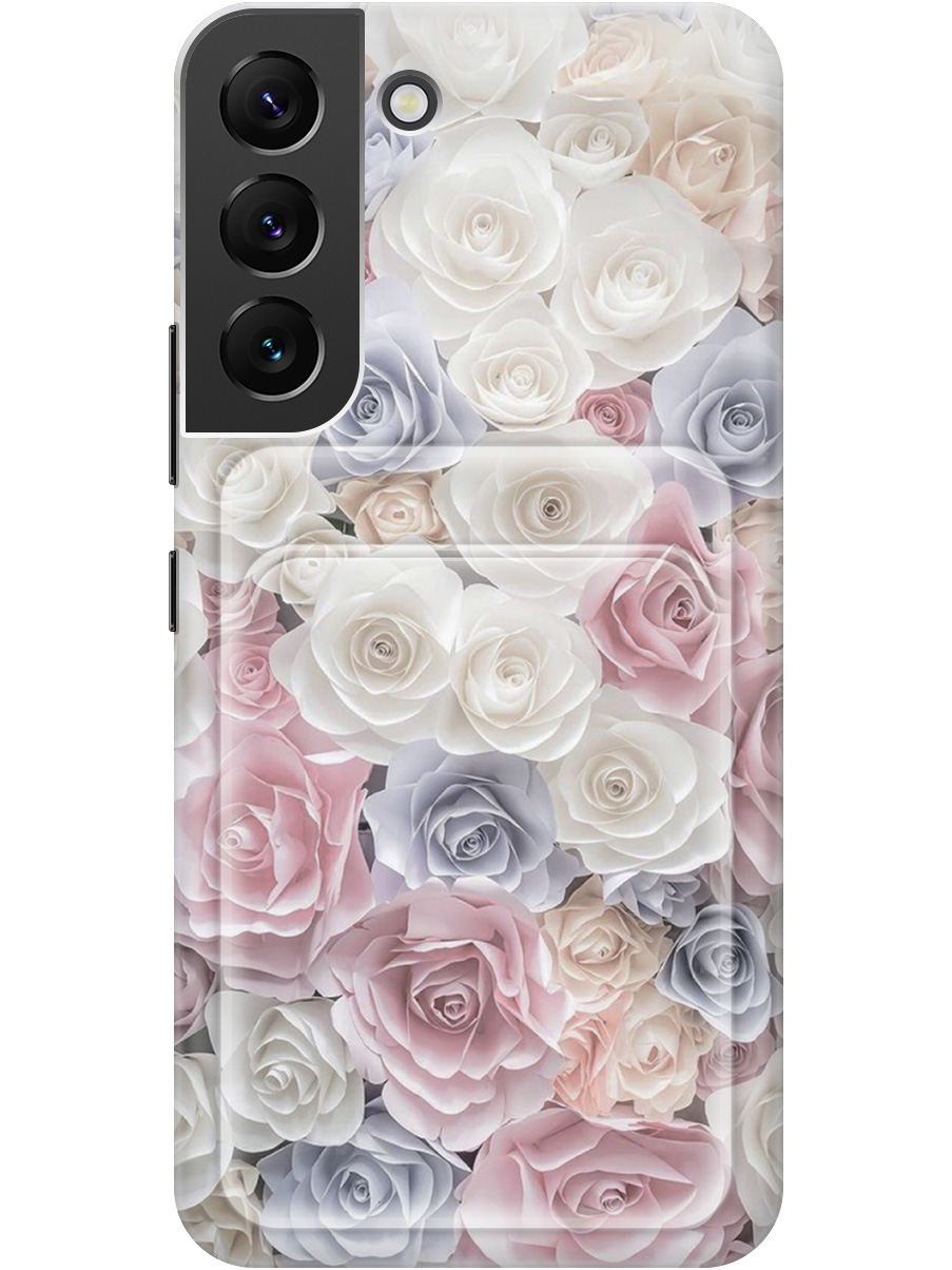 

Силиконовый чехол на Samsung Galaxy S22 с рисунком "Пастельные розы", Белый;розовый;серый, 20012055