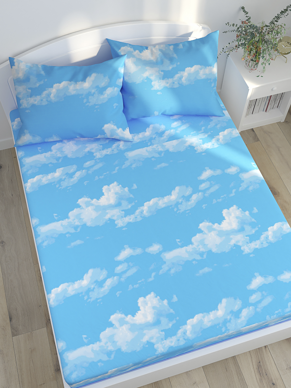 

Простынь Simple House Сlouds 240х215 см, перкаль, Голубой, Сlouds