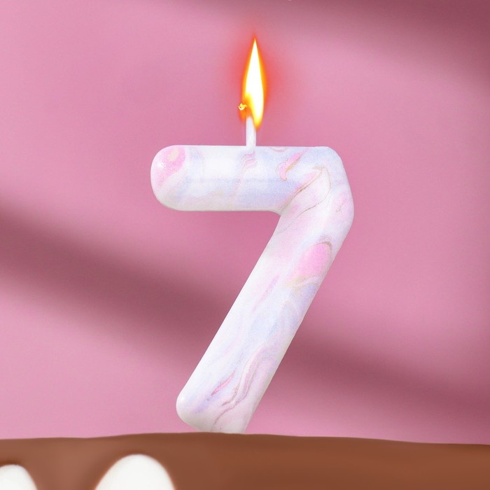 

Свеча в торт "Белый мрамор", цифра "7", 8 см, Разноцветный