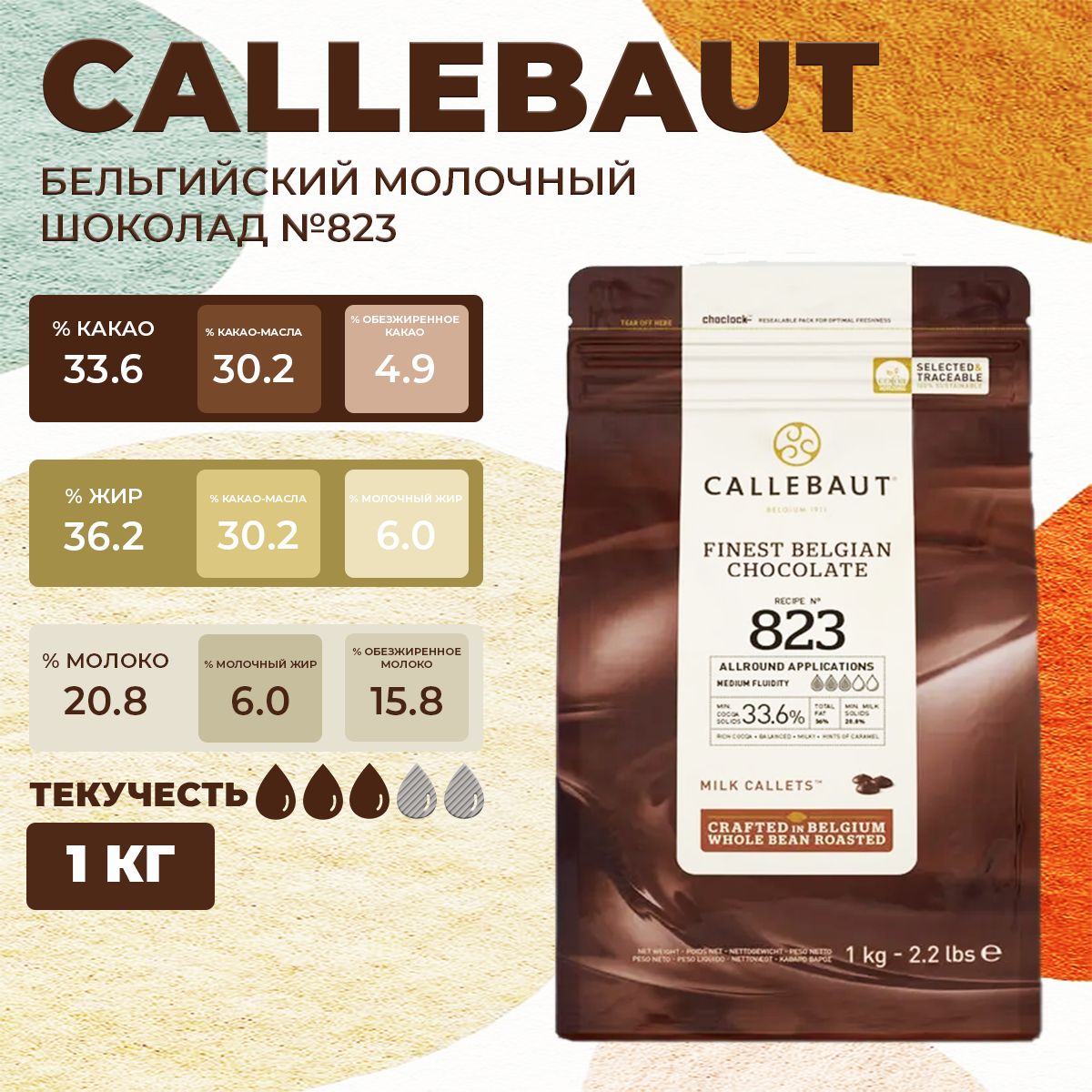 

Шоколад молочный Callebaut бельгийский шоколад 33,6 %, 1 кг