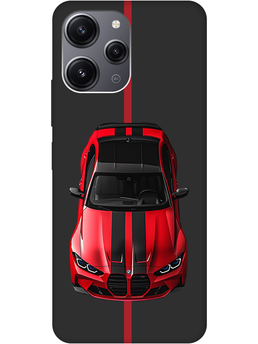 

Силиконовый чехол на Xiaomi Redmi 12 с принтом "Красный БМВ" матовый черный, Черный;голубой, 772621751