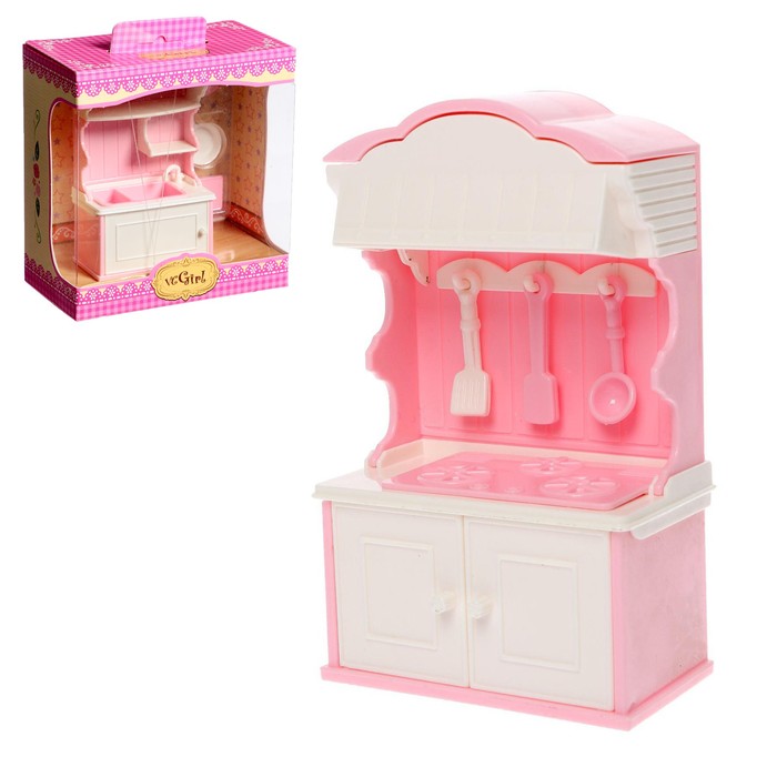 Мебель для кукол КНР VC016 Уют-5 Кухня розовая
