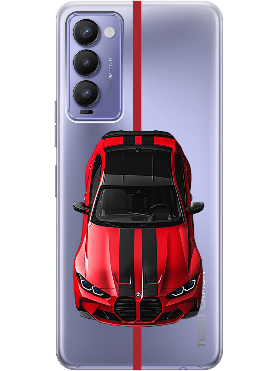 

Силиконовый чехол на Tecno Camon 18/18P с принтом "Красный БМВ", Прозрачный;голубой, 741735951