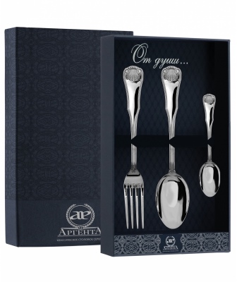 

Набор столовый Визит из серебра ложка + вилка + ложка чайная