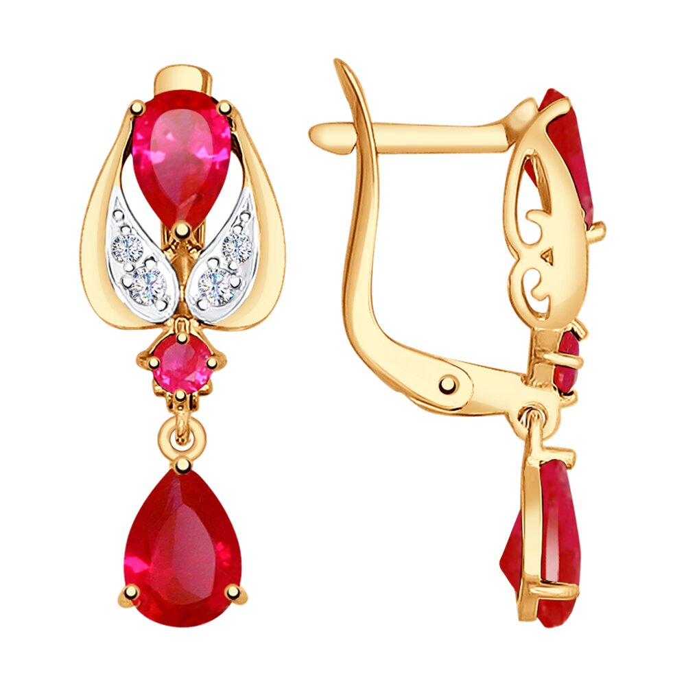 

Серьги из красного золота SOKOLOV 37724965, корунд искусственный; фианит, 37724965