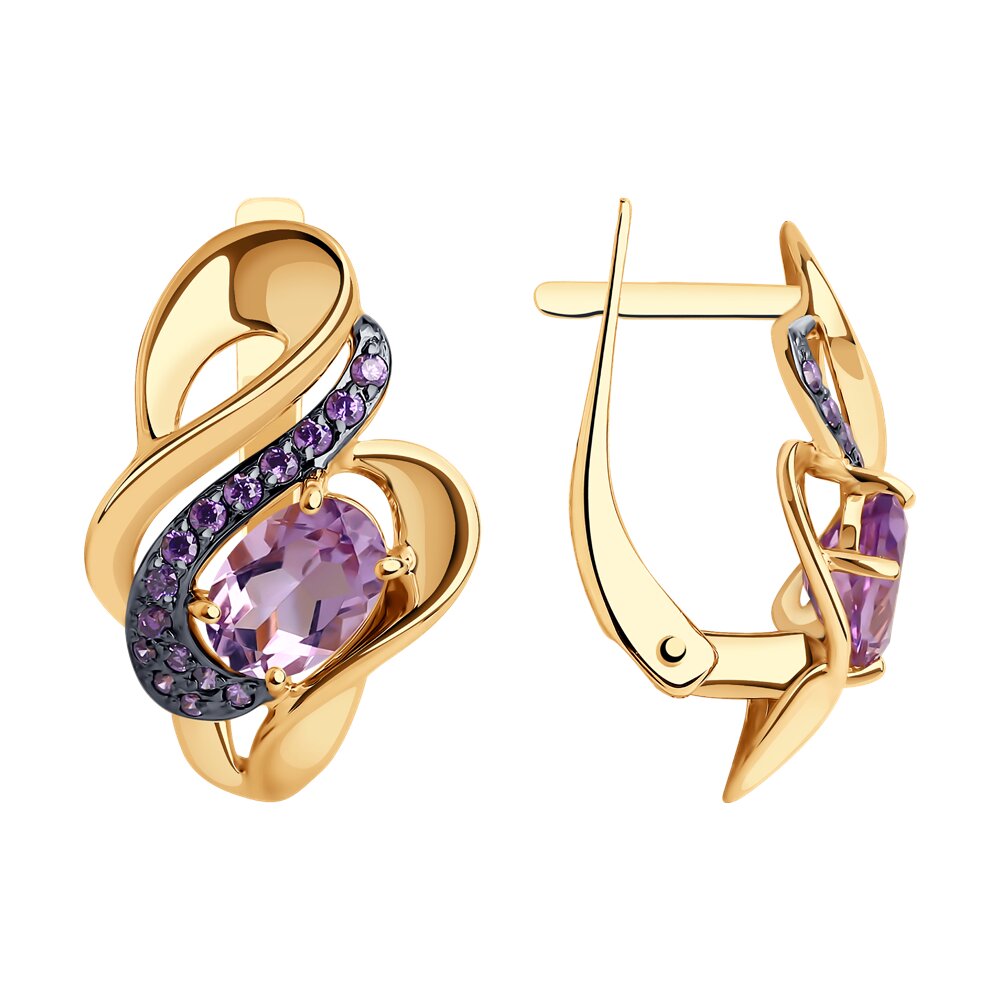 

Серьги из красного золота SOKOLOV 37725073, фианит; аметист, 37725073