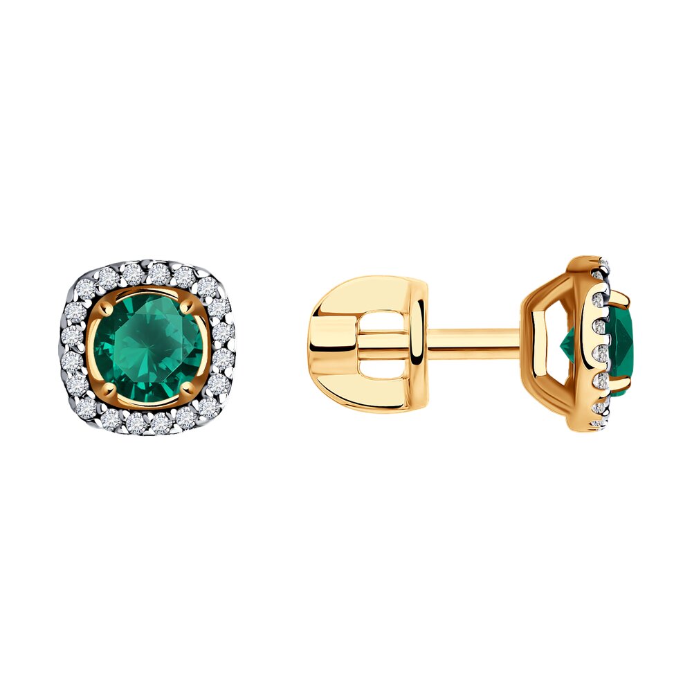 

Серьги из красного золота SOKOLOV 727266, изумруд искусственный; фианит, 727266