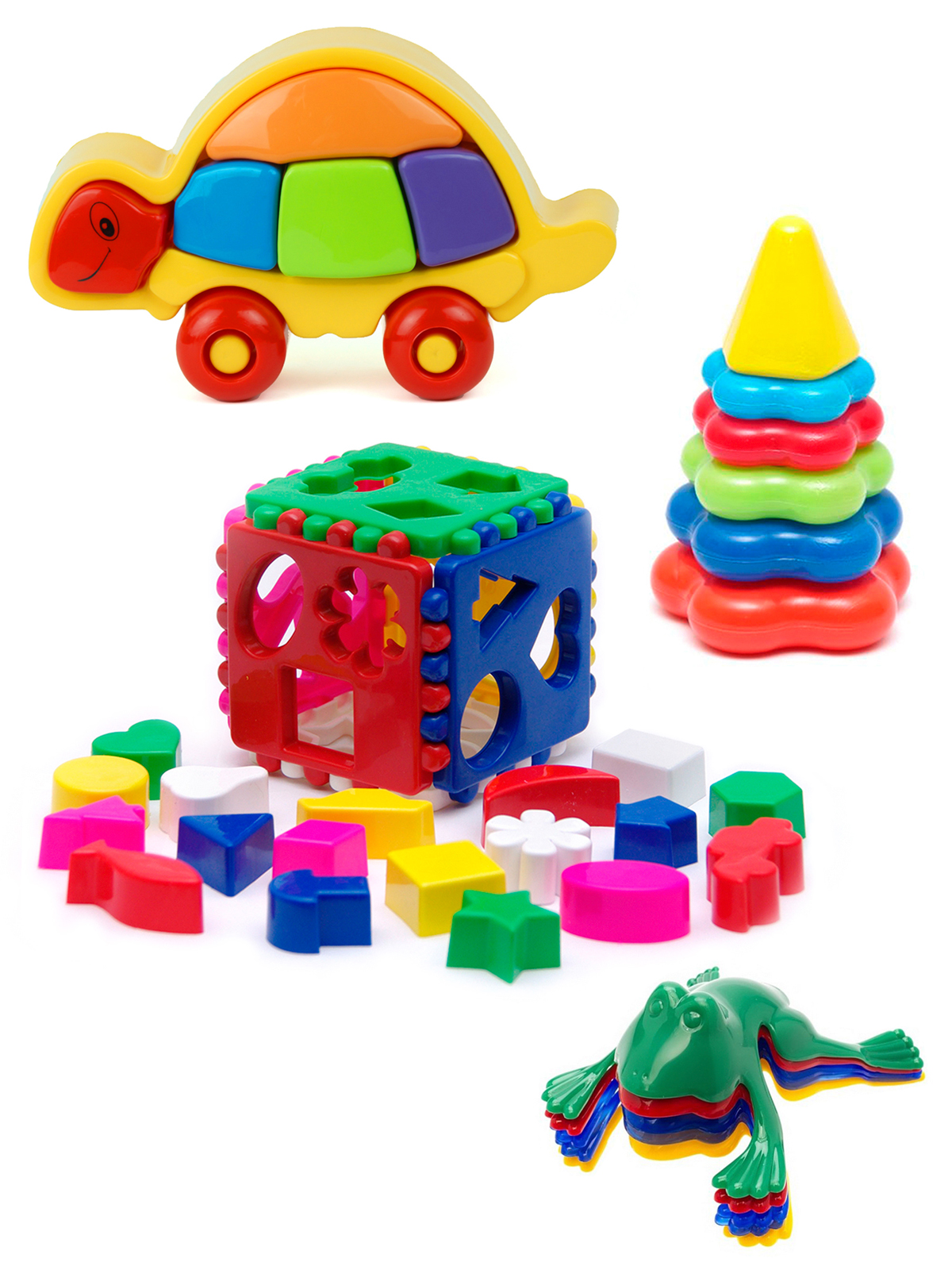 фото Набор развивающий karolina toys черепашка, кубик, пирамида, команда ква