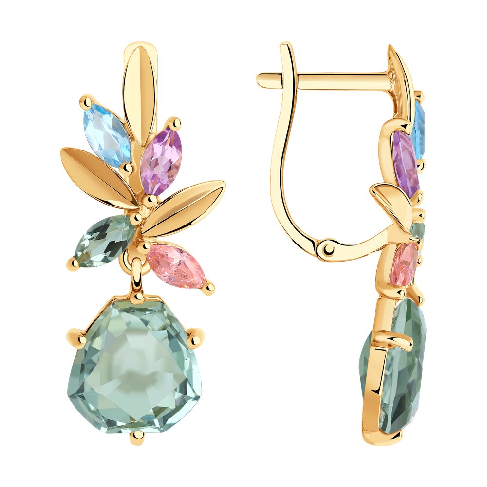 

Серьги из красного золота SOKOLOV 727208, кварц искусственный; фианит; топаз; аметист, 727208