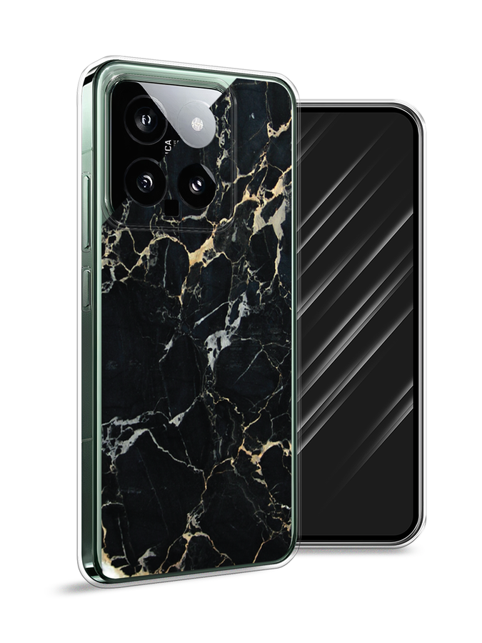 

Чехол Awog на Xiaomi 14 "Черный мрамор уголок", Черный;золотистый, 320350-1