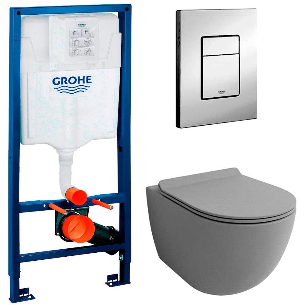 Инсталляция Grohe Rapid 38772001 + унитаз Esbano Garcia matt grey безободковый с сиденьем инсталляция для подвесного унитаза grohe