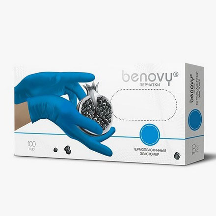 

Перчатки Benovy из термопластичного эластомера голубые, размер XL