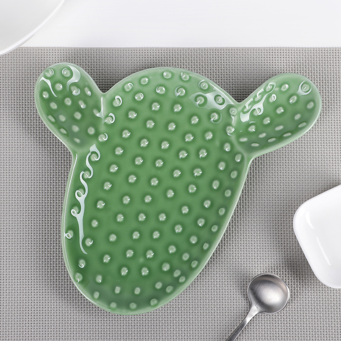 фото Блюдо «кактус», 20×23×2 см, цвет зелёный nobrand