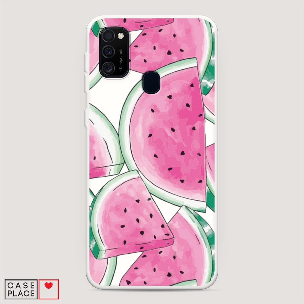 фото Матовый силиконовый чехол "акварельные арбузы" на samsung galaxy m21 awog