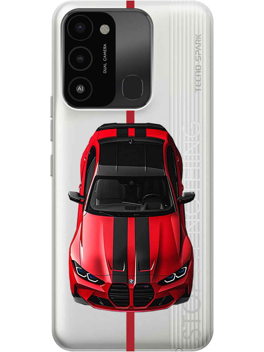 

Силиконовый чехол на Tecno Spark 8C/Go 2022 с принтом "Красный БМВ", Прозрачный;голубой, 778678051