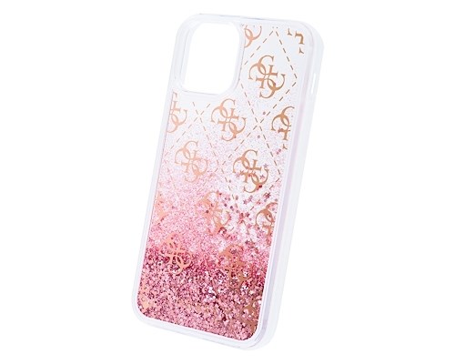 фото Чехол guess liquid glitter 4g hard pink для iphone 12/12 pro