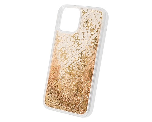 Чехол Guess Liquid Glitter 4G Hard Gold для iPhone 12/12 Pro