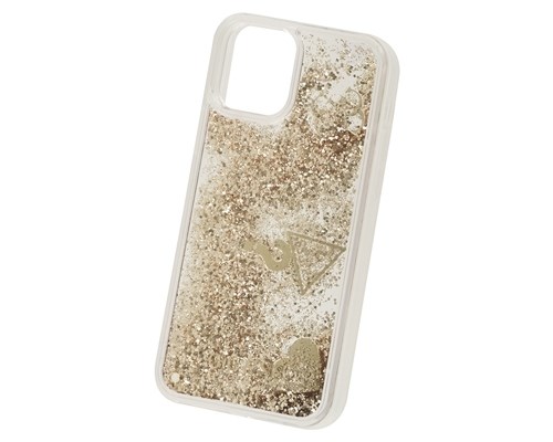 фото Чехол guess liquid glitter charms hard gold для iphone 12/12 pro