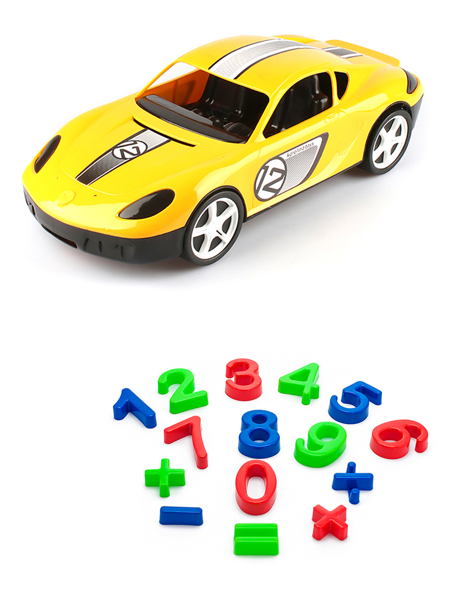 Набор развивающий Karolina Toys Автомобиль желтый + Песочный набор 