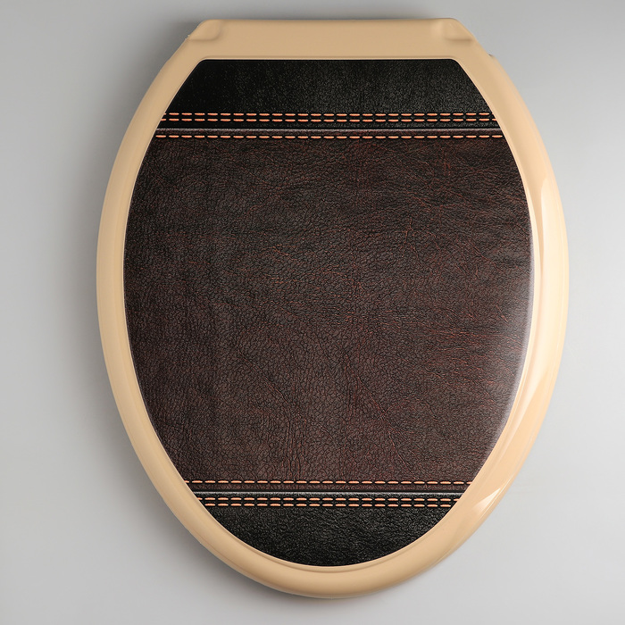 Росспласт Сиденье для унитаза с крышкой «Декор. Кожа», 44,5x37,5 см, цвет коричневый