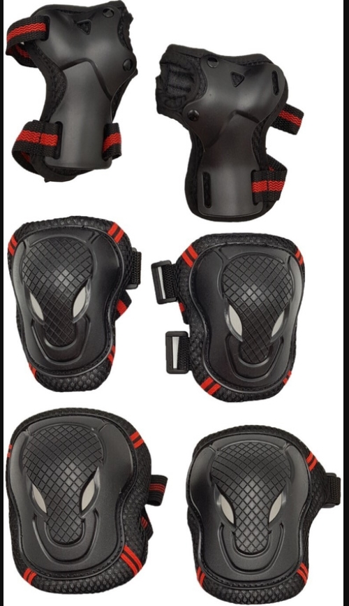 

Комплект Защиты JetCat Sport черные с красным полосками  6 предметов, Красный;черный, Sport