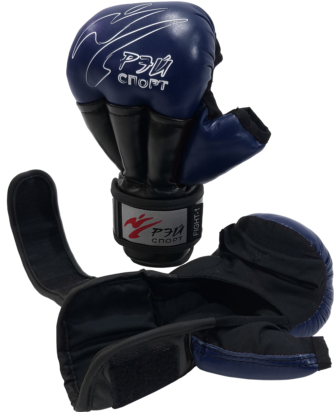 Перчатки для рукопашного боя РЭЙ-СПОРТ Fight-1 С4КХ, синие M, 12 ун.