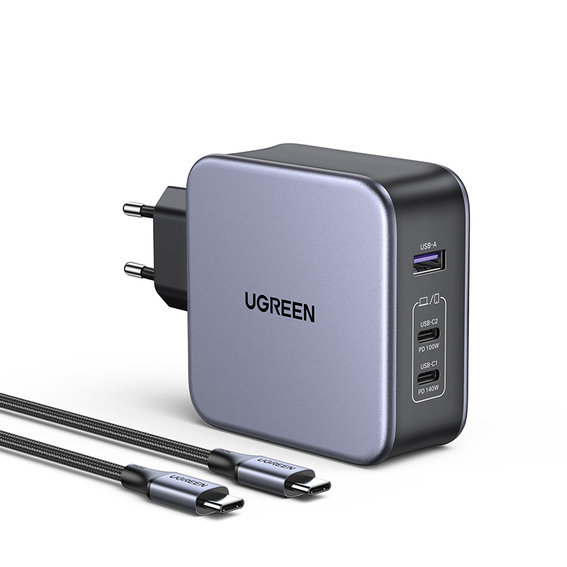 Сетевое зарядное устройство uGreen CD289 (90549) USB-A+2*USB-C GaN с кабелем USB-C-USB-C