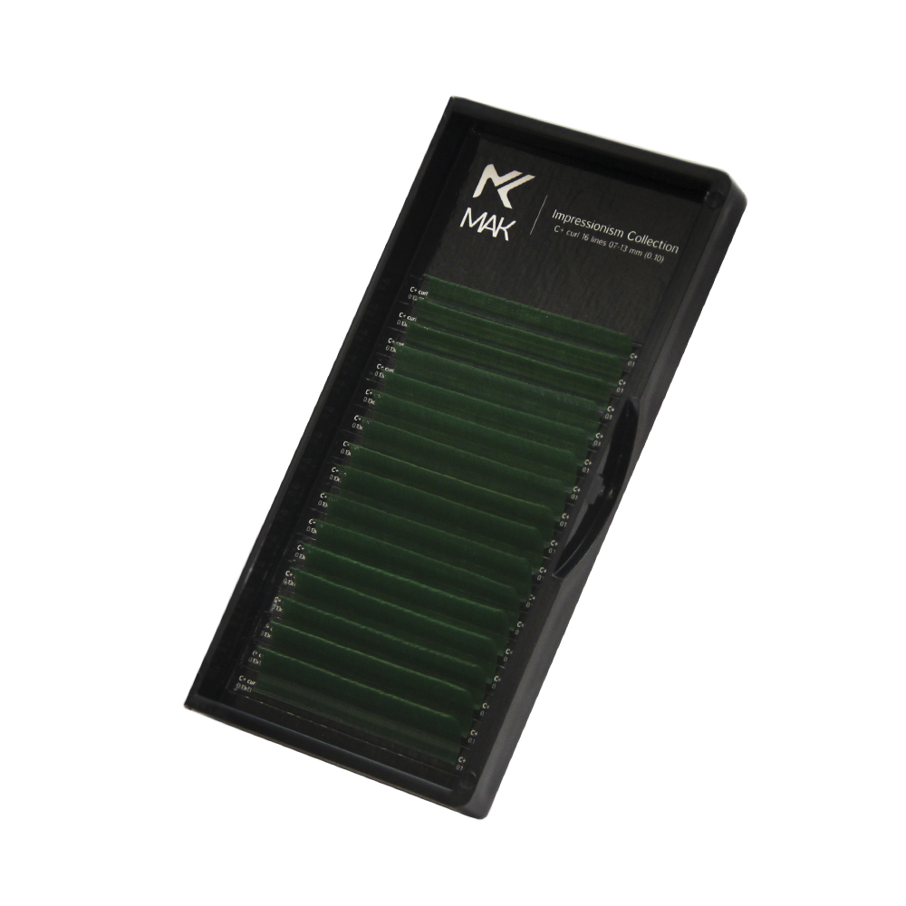 

Цветные ресницы MAK (Natural Green) МИКС (16 линий) C+ 0.07 7-13mm, Зеленый
