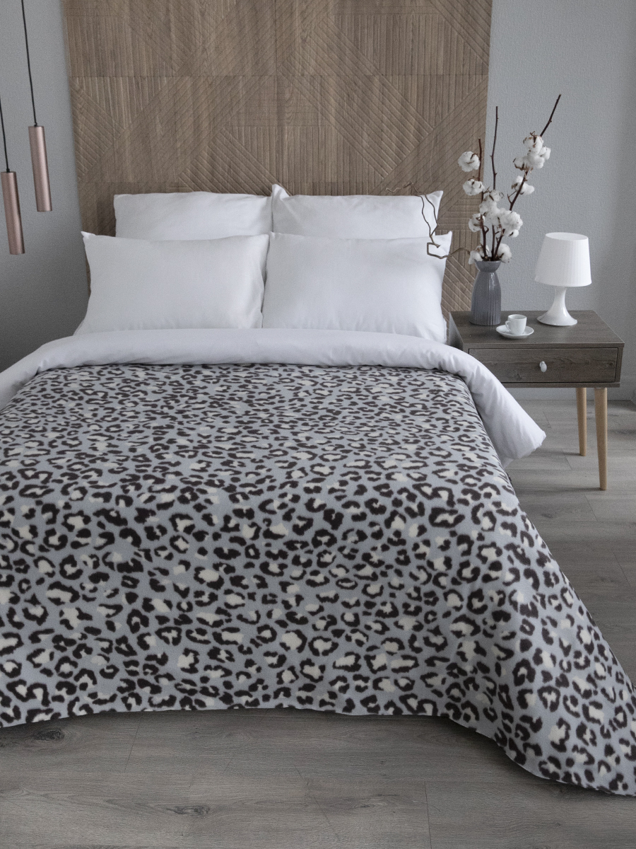 

Плед Tessolo Home флисовый 150х200, Леопард голубой, флис