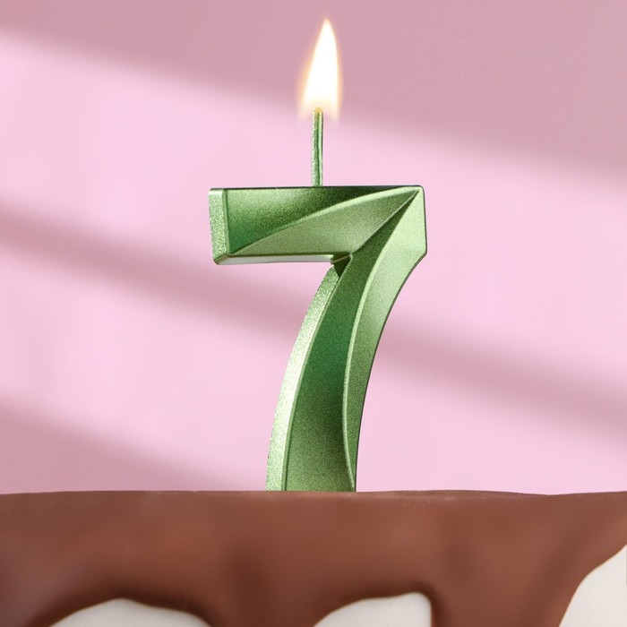 

Свеча в торт на шпажке «Грань», цифра "7",изумруд, 13 см, Зеленый