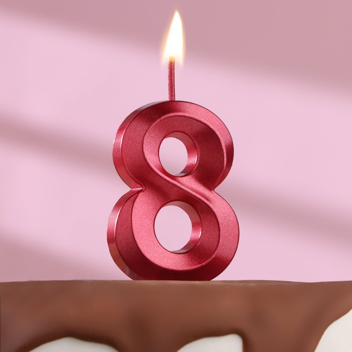 

Свеча в торт на шпажке «Грань», цифра "8", 13 см, красная, Красный